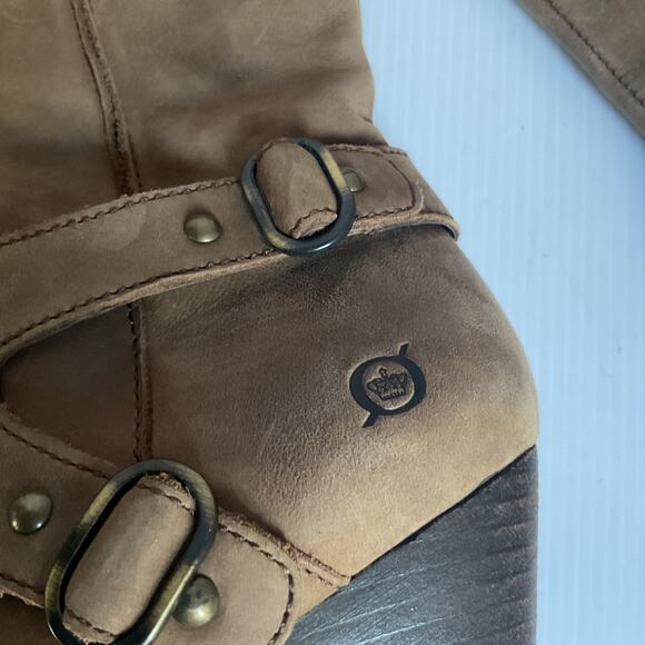 Børn Brown Leather Riding Boots Size 7 – Tall Knee-High Zip Buckle Equestrian - Picture 9 of 13